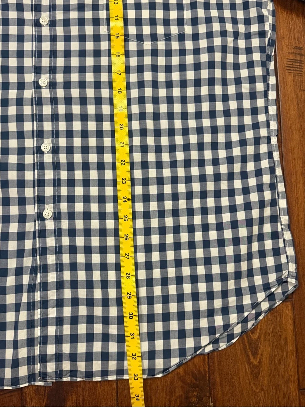 J. Crew 2010 Men's Navy and White Checkered Button-Down Long Sleeve Shirt XXL